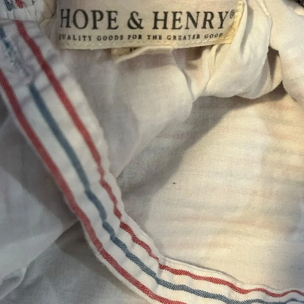Hope & Henry Girls 18 24M Red White Blue Striped Lined Romper Patriotic July 4th